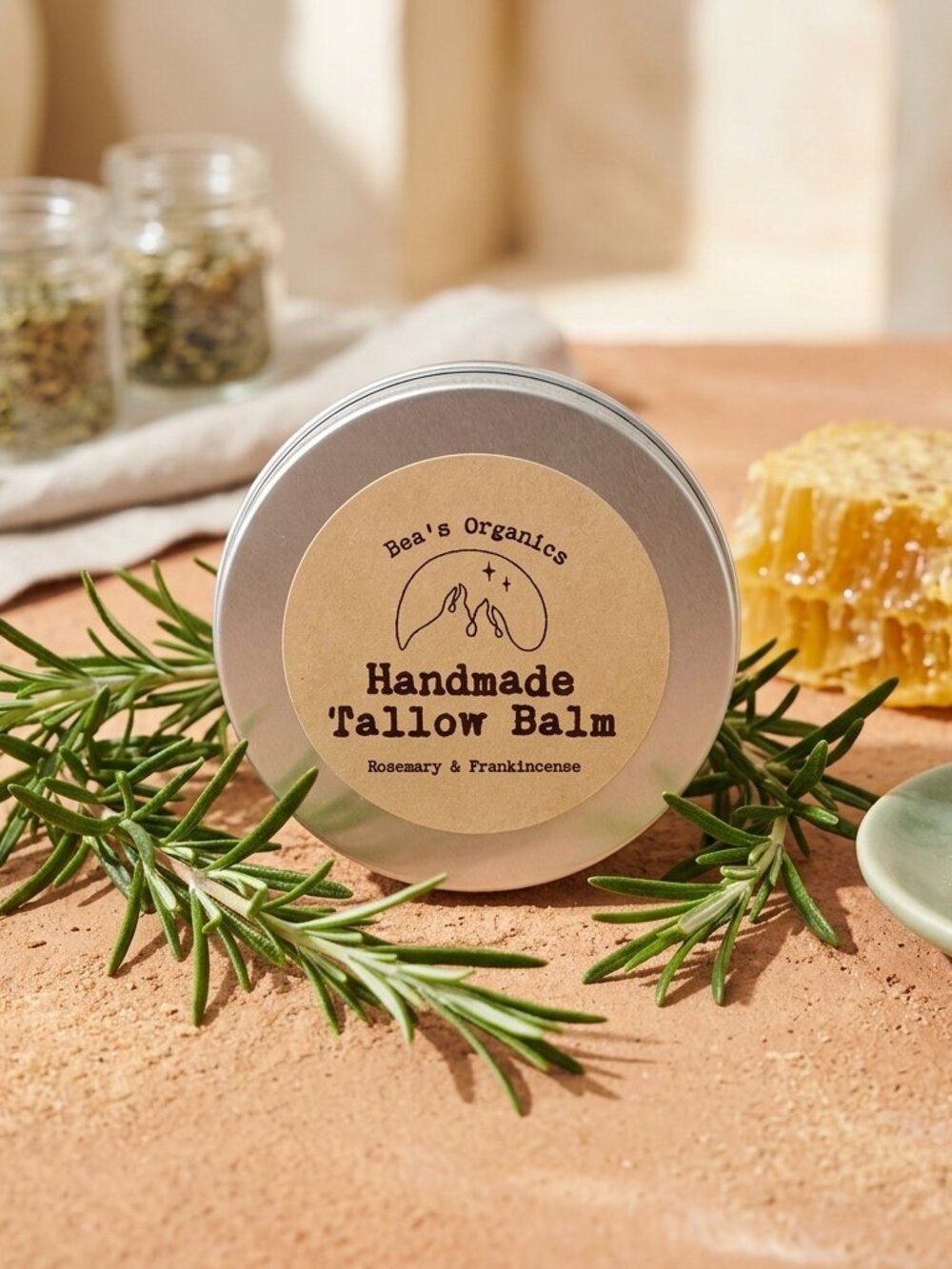 Organic Tallow Balm with Rosemary Frankincense oil 2oz